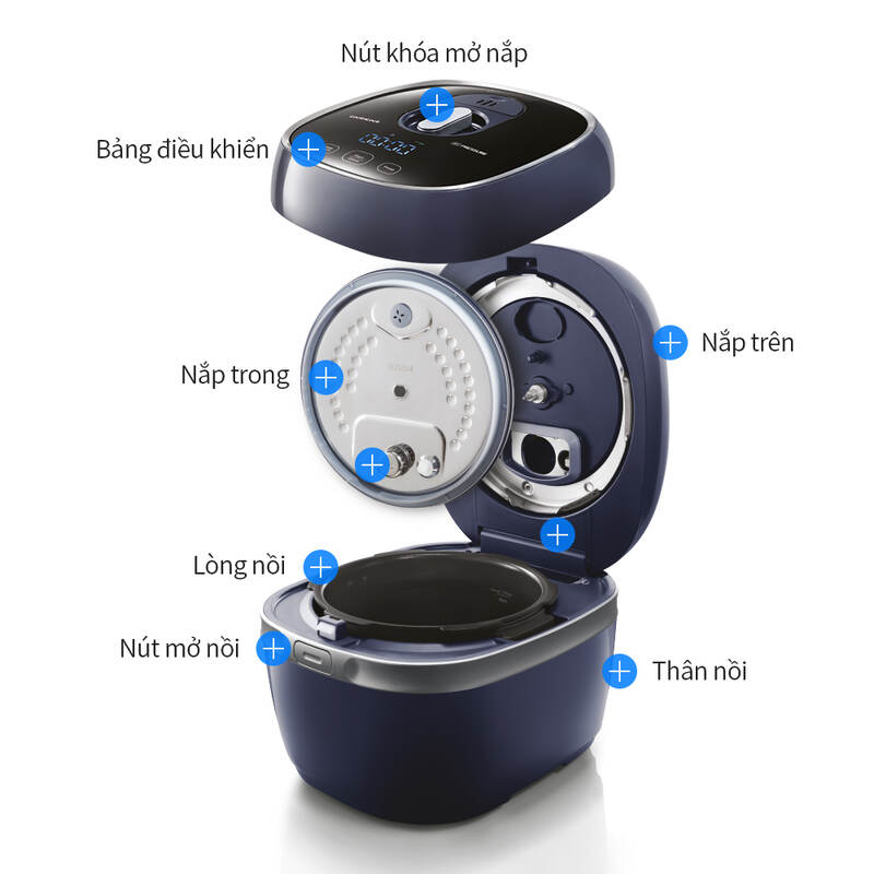 Nồi Cơm Điện Cao Tần Locknlock Ih Pressure Rice Cooker - 220V, 50Hz, 1300W, 1.8L - Màu Xám - EJR526GRY, , large image number null
